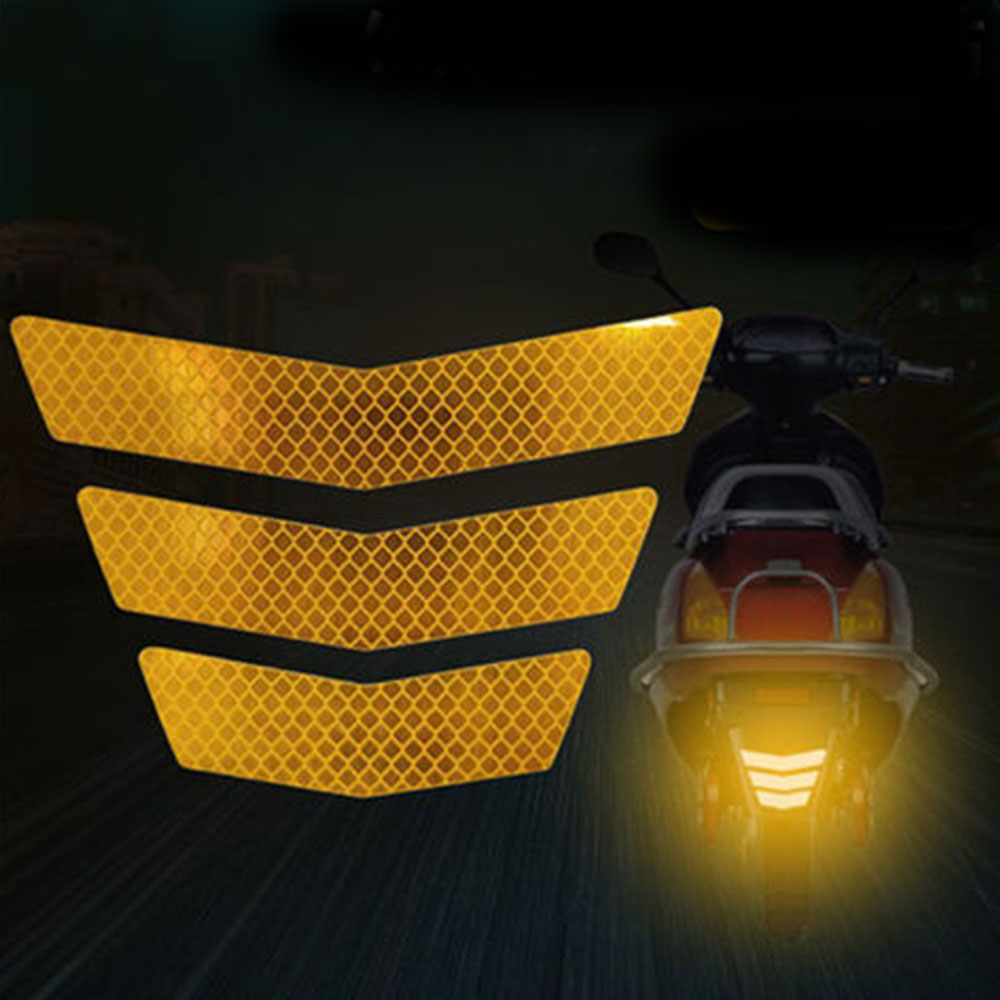Motorrad-Aufkleber, reflektierende Warnung, trapezförmiger Pfeil, hinterer Schwanz, KotflüGel, Rennen, Stoßstangenaufkleber, Klebeband für Auto, LKW, Fahrrad: Gelb