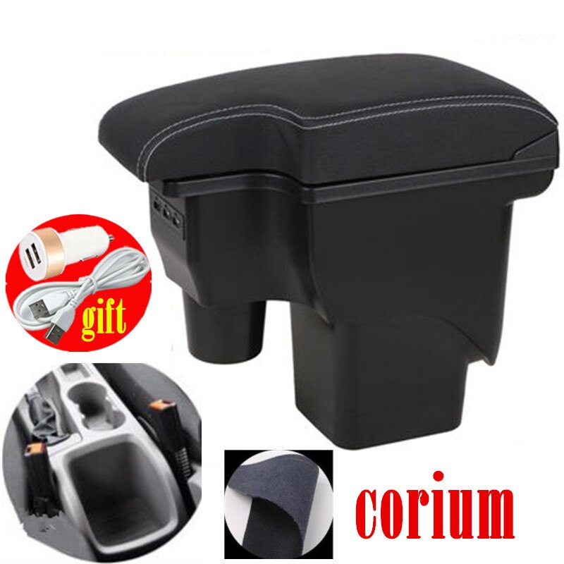Für Ford Fokus 2 armlehne Kasten mk2 Auto zubehör nterior nachrüsten teile Ford Fokus 2 Auto Armlehne Kasten Zentrum Speicher Kasten USB: Weiß Linie corium