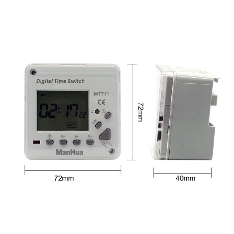 Electronic Lighting Timer 16A 250VAC 7 Days Interval 1 Min High Power Relay