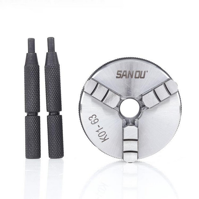 63mm 2.5&quot; LATHE Chuck three Jaw Manual mini Self-Centering Sanou Chuck K01-63 Thread Mount for CNC Precision Instrument