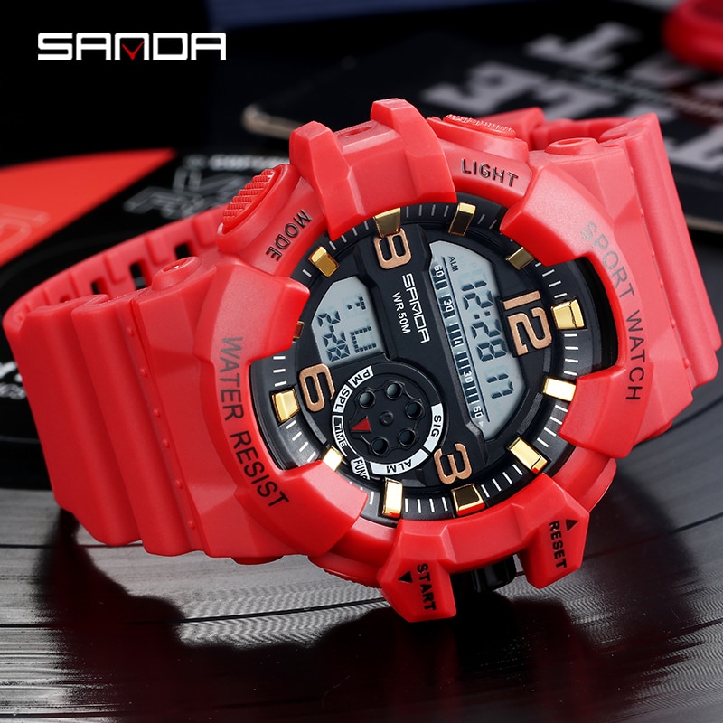 Digital Watches Waterproof Alarm-clock Electronic Movement Watch Sport Chronograph Wristwatch Men SANDA Top Brand reloj hombre