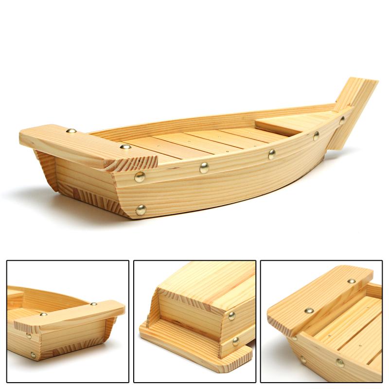 42 x 17 x 7.5cm japansk køkken sushi både sushi værktøj træ håndlavet simpelt skib sashimi diverse kolde retter bordservice: Default Title