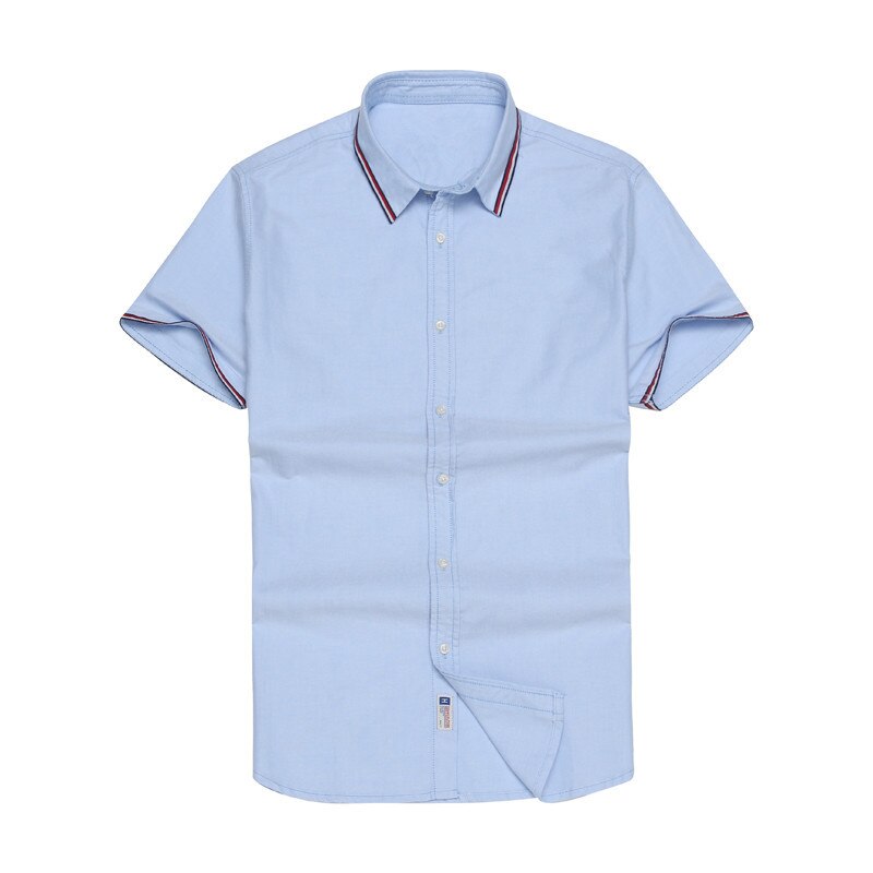 Tommi 100%  katoenen camisa masculina heren overhemden met korte mouwen casual heren overhemden: Hemelsblauw / Xxl