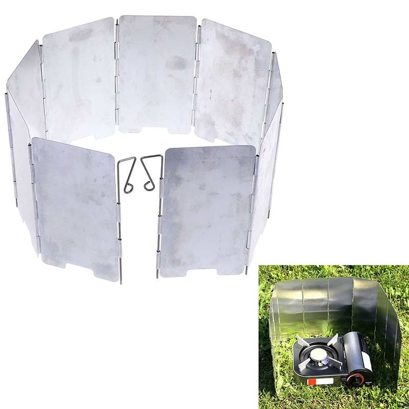9 Plates Wind Shield Screens Foldable Outdoor Camping Cooking Cooker Gas Stove Windshield Wind Screen