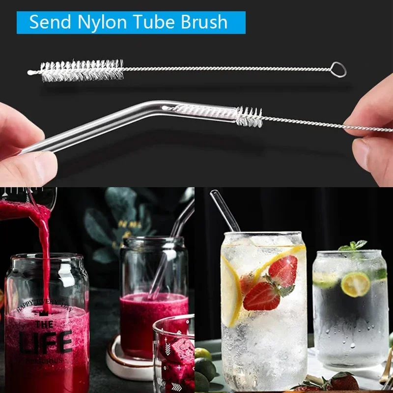 Paille en verre pour Smoothie réutilisable, pailles à boire transparentes pour Smoothie, Milkshakes, paille à boissons , 1 à 10 pièces