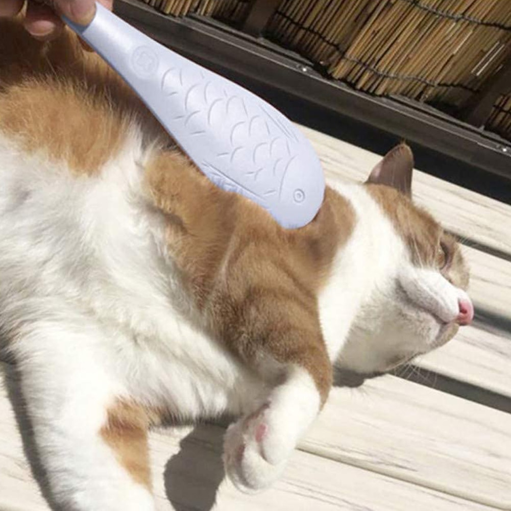 Peine de lengua de gato en forma de pez para el cuidado diario del cabello de las mascotas, Herramientas 2 en 1 para masaje y comodidad de la piel sensible