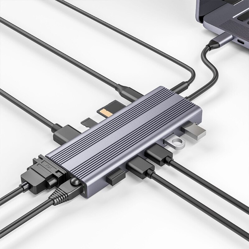 12 Häfen USB C Hub Unterstützung Mehrere USB Erweiterungen USB Splitter Computer Teile