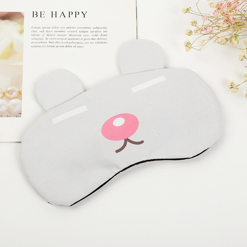 Cartoon Sleep Eye Mask Cute Funny Animal Eye Cover Sleeping Mask Kids Eye Shade Band Blindfolds Sleep Aids Travel Rest Eyepatch: Grey