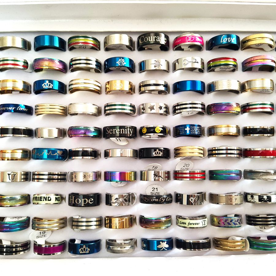 25 Stuks Mix Veel Mannen Ring Rvs Ringen Voor Vrouwen Homme Femme Bague Anillo De Moda Partij Sieraden