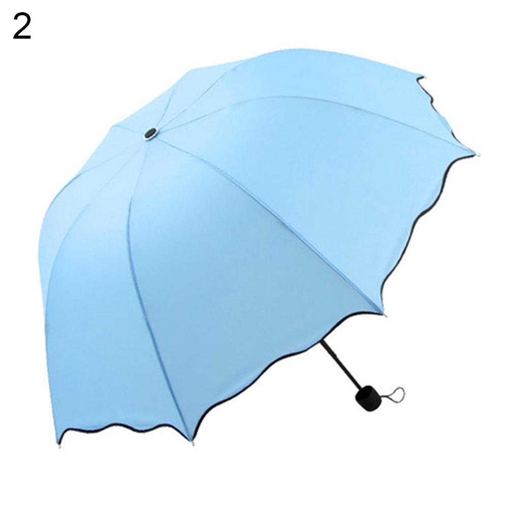 Lovely Foldable Women's Umbrella Lotus Leaves Anti UV Dome Parasol Outdoor Sun/Rain Folding Women's Sun Umbrella: Blue