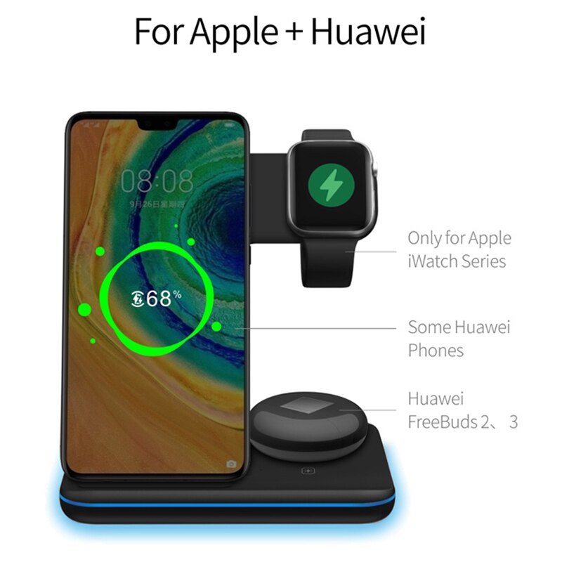 15w 3in1 qi carregador sem fio suporte para iphone 11 xs xr x 8 estação doca de carga rápida sem fio para apple watch 5 4 3 airpods pro 2