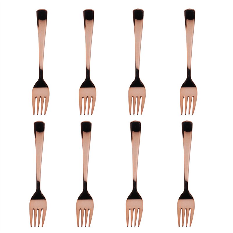 Assiettes or Rose de 24 pièces | Nappe jetable de fête, vaisselle d'anniversaire pour enfants adultes, décor de mariage pour fête d'anniversaire, fête d'anniversaire: 8pcs fork