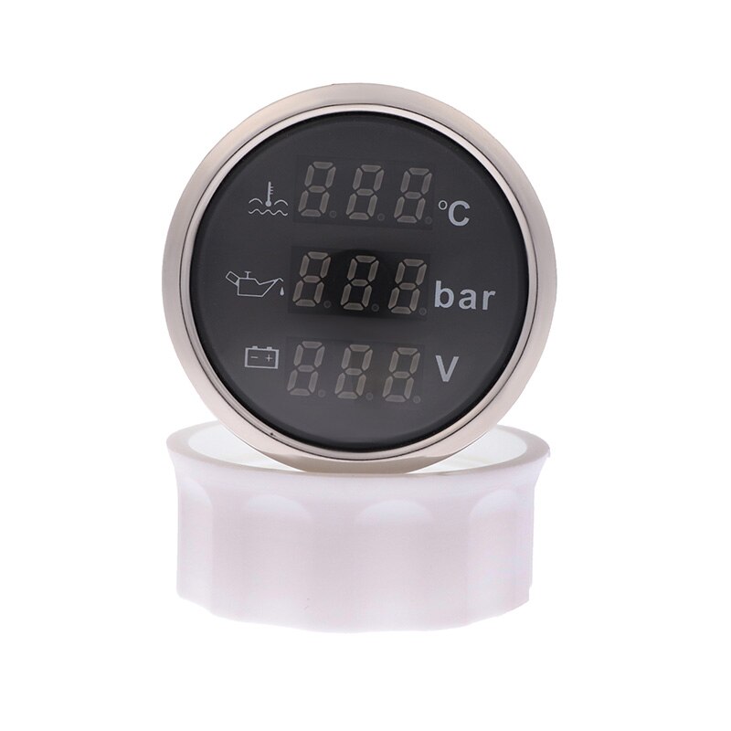 52mm Digital Gauge 3 in 1 Multi-Function Water Level Oil Press Fuel Gauge Tacho Meter Voltage With Alarm 9-32V