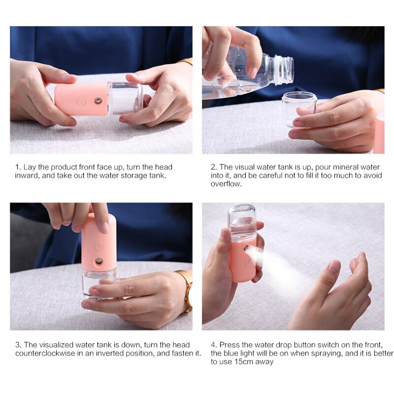 Portable Nano Mist Sprayer Hydrating Mist Face Sprayer Facial Nebulizer Steamer USB Rechargeable Disinfectants Sprayer For Home