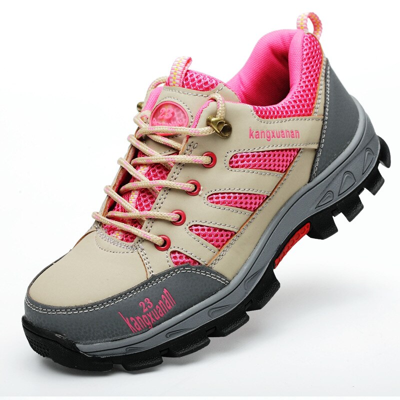 Vrouwen Mode Veiligheidsschoenen Anti-Smashing Onverwoestbaar Anti-Lek Stalen Neus Ademende Schoenen Vier Seizoenen/Katoen schoenen: Pink-Four Seasons / 38