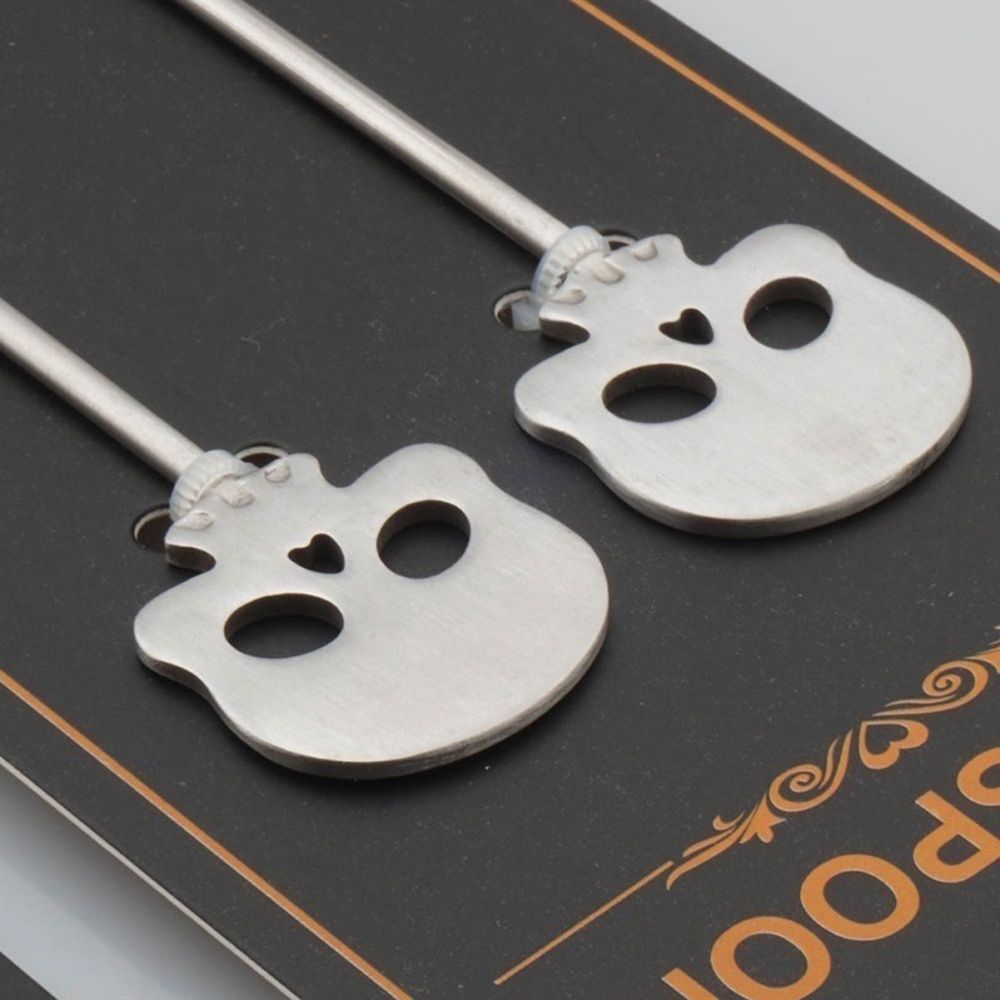 2 stuks roestvrijstalen koffielepels in de vorm van een schedel, koffiemixers, lepels in de vorm van een schedel, roerstaafjes, keukengereedschap