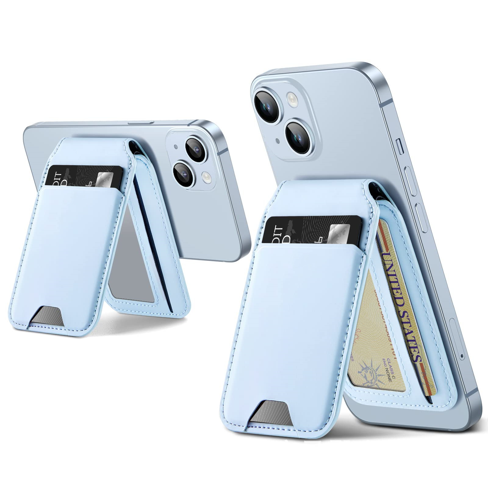 Wallet Back of Phone Ultra Thin Credit Card Holder Sticker Cell Phone Wallet for iPhone Magsafe Magnetic Phone Wallet CardHolder: Beige