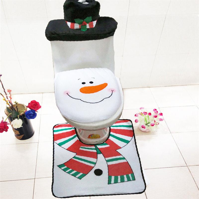 2/3 stk julenisse toiletsædeovertræk skridsikker badeværelsesmåtte toliet tæppe juledekoration til hjemårsmåtte til hjemmet