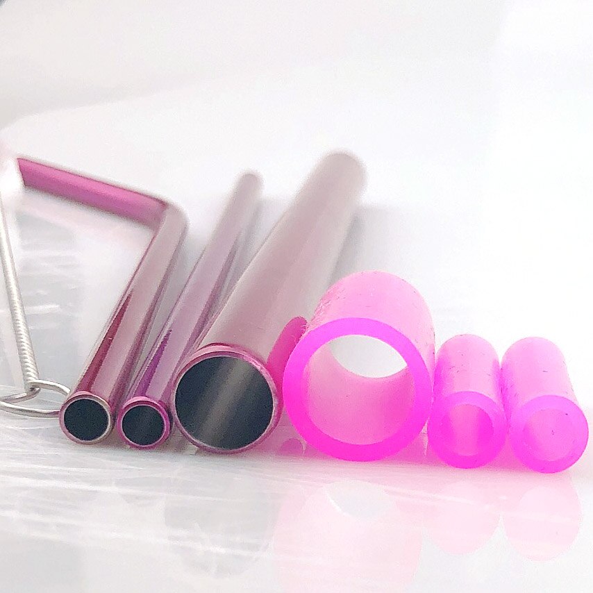 Beveled Big Extra Wide Straw Reusable 304 Stainless Steel Drinking Straw Metal Straw Smoothies Milk Tea Drink Colorful Cover Tip
