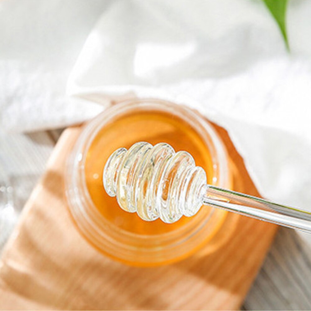 245ml Transparent Beehive Shaped Honey Jar with Dipper Stick Lid Ps Kitchen Honey Pot Seasoning Juice Bottle Container Gadget