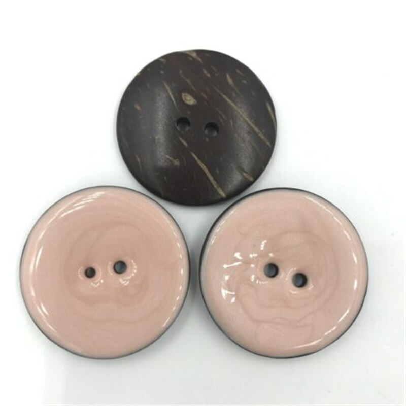 Bricolage 5 pièces coquille de noix de coco émail boutons outils de couture vêtements accessoires artisanat décoratif taille 40mm trou taille 4mm: Pink -5pcs