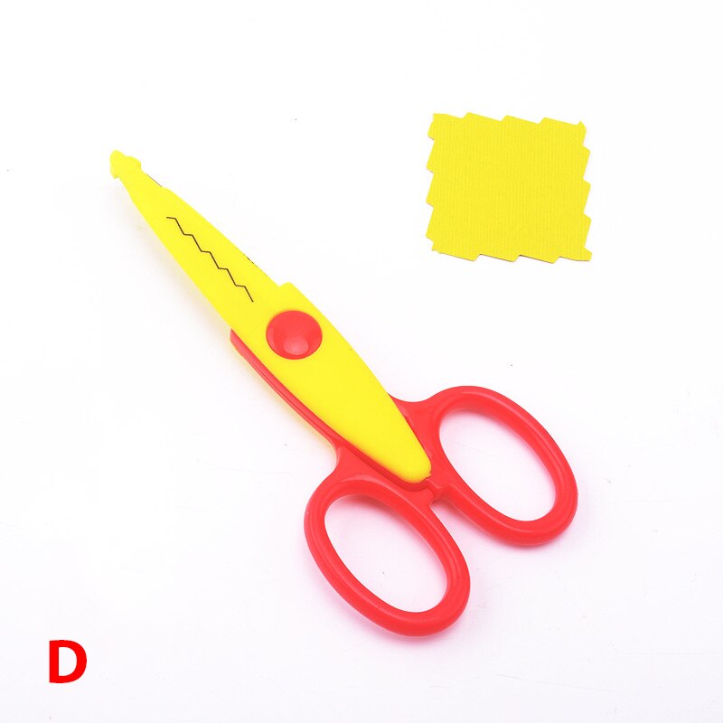 6pc/lot Children Kids Paper Craft Scissors 6 Cutting Patterns Curved Edges DIY Decorative Scissor For Scrapbook Album Photos: D