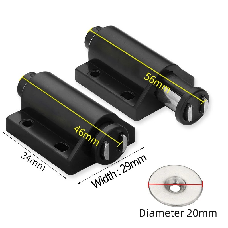 2 st dörrstängare möbelbeslag tryck-för-att-öppna magnet skåpdörrspärr för garderob skåp kök magnetisk dold dörr
