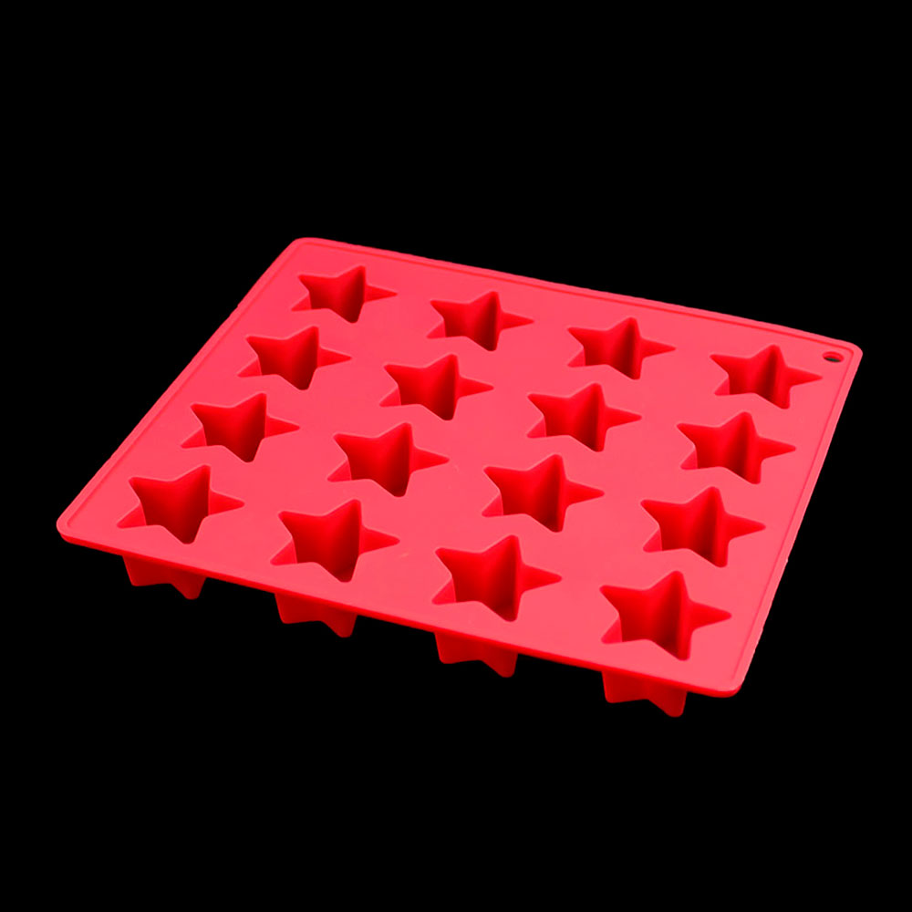 Silicone World DIY Five-pointed Star Ice Cube Silicone Molds 16 Grids Star Ice Grid Mold Ice Making Tray Chocolate Baking Tools: black