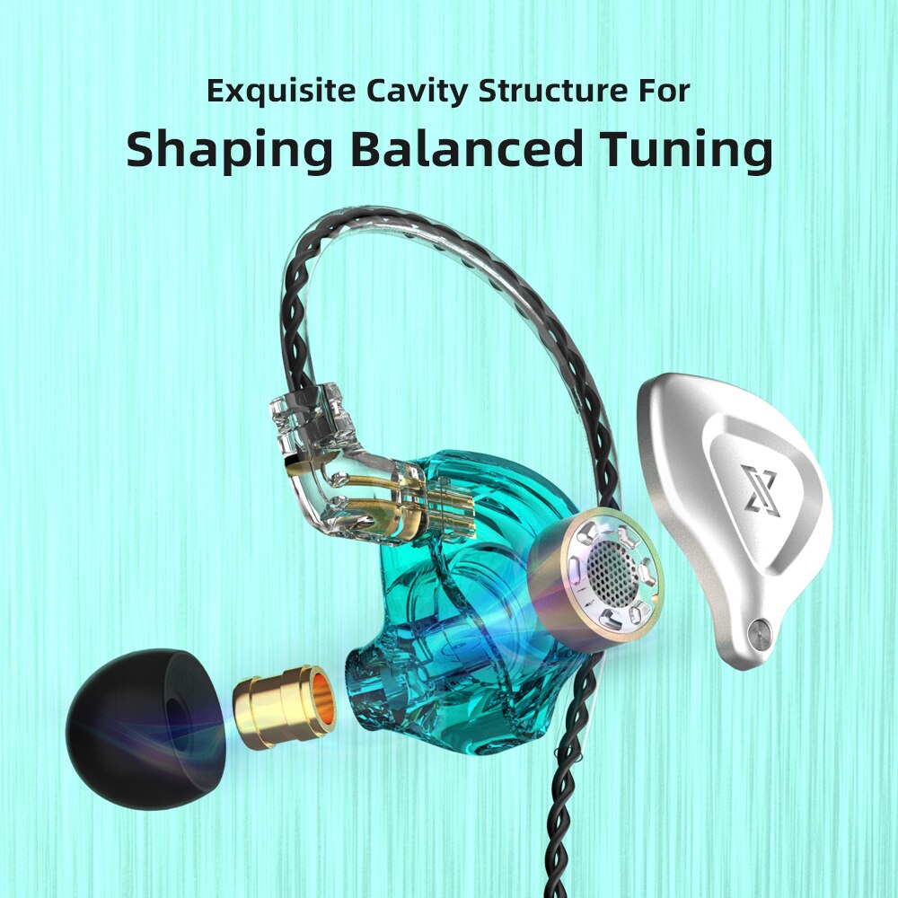 Qkz  zx2 zsn pro in-ear-kopfhörer mit hybrid-technologie, 1dd -bass, metall-ohrhörern, sport-headset mit geräuschunterdrückung und monitorfunktion