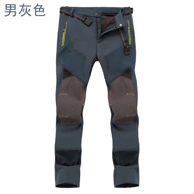 Hiver Solft Shell pantalon hommes Ski pantalon hommes Ski pantalon imperméable neige pantalon épaissir polaire randonnée pantalon Snowboard pantalon: 02 / 4XL