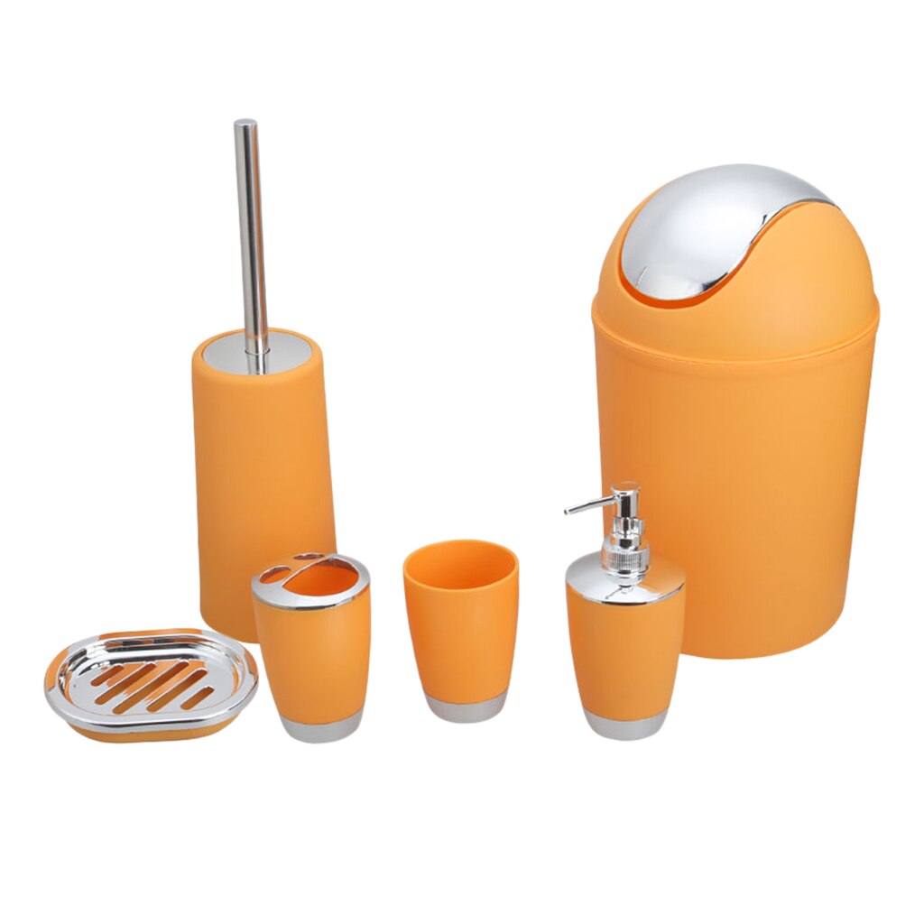 Juego de accesorios para baño y lavabo, dispensador de loción, jabonera, papelera, 6 uds., etc. 8 colores: Orange