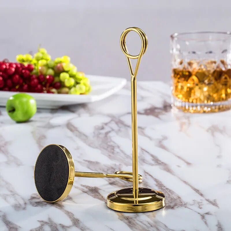 Rustfrit stål bord nummer holder sted kort holder bord billede holder tråd foto holder klip menu memo note stand