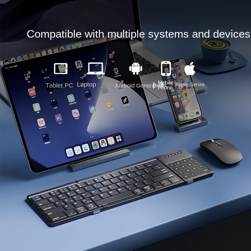 Draagbare Draadloze Opvouwbare Toetsenbord Bluetooth Touchpad Mobiele Telefoon Tablet Notebook Muis Set Meerdere Apparaat Universele Keycaps 2024