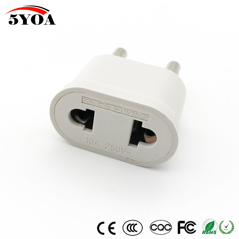Usa til schuko eu euro europa rejse strømstik adapter oplader konverter til usa konverter hvid