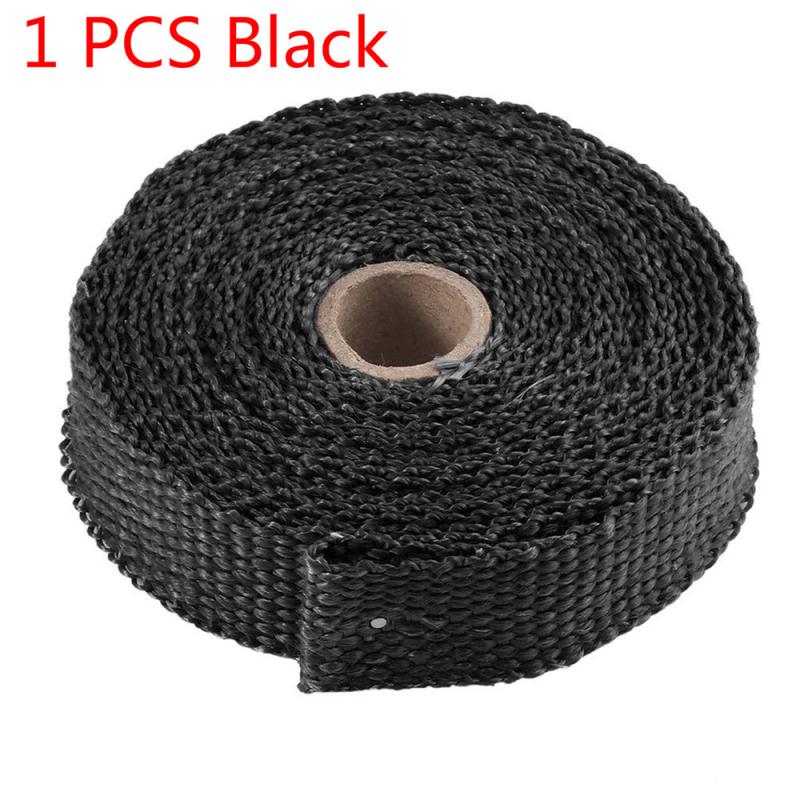 5M Motorfiets Uitlaat Thermische Tape Header Heat Wrap Manifold Isolatie Roll Slip Met Roestvrij Banden Auto Accessoires: Black