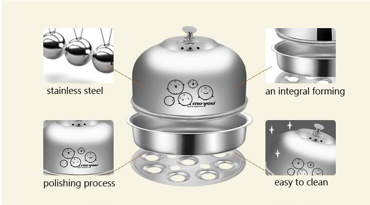 Stainless Steel Egg Boiler(9 eggs) Multi-functional Egg Poacher Automatic Egg Steamer