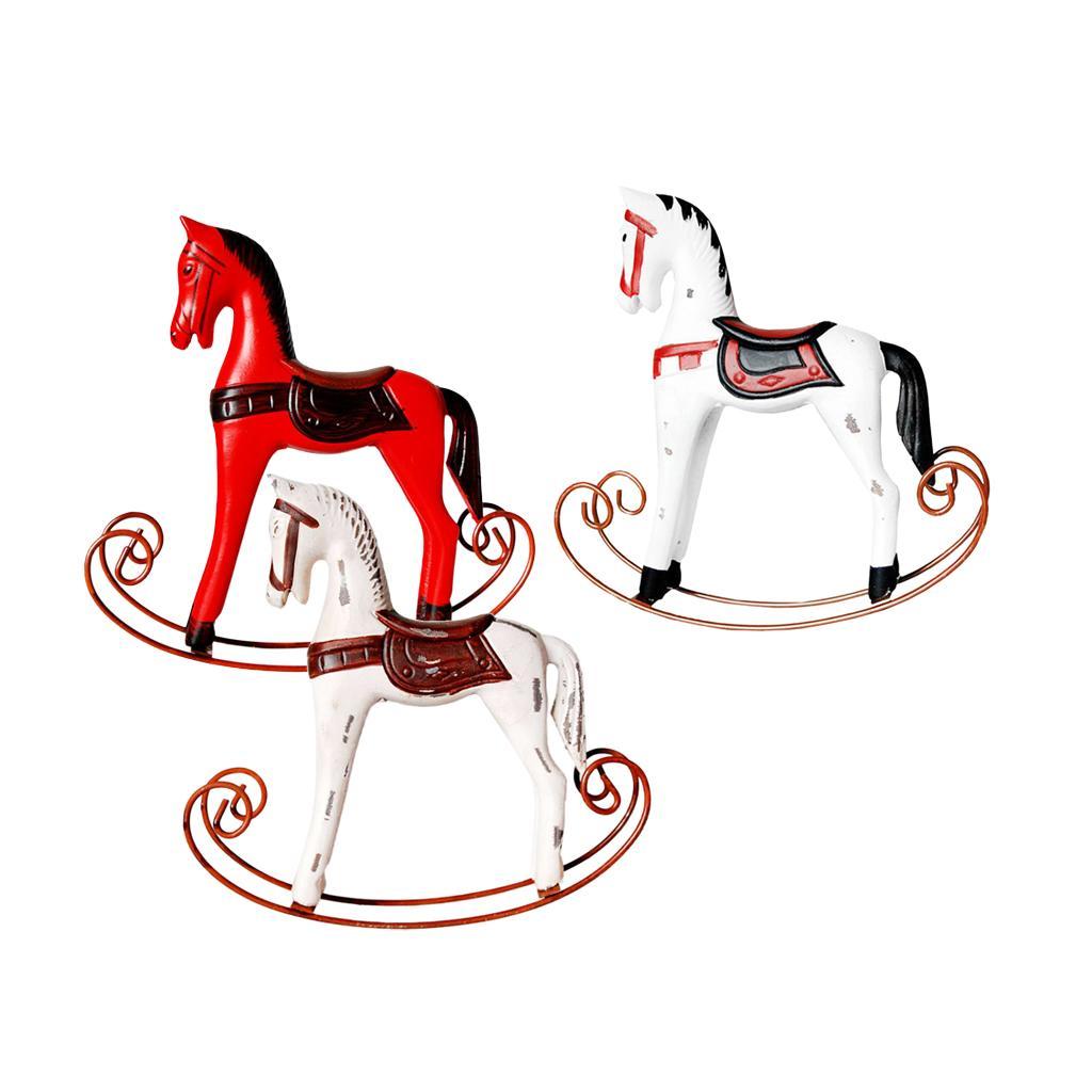 Wooden Mini Rocking Horse Craft Decoration Nordic Style Wooden Crafts Ornaments