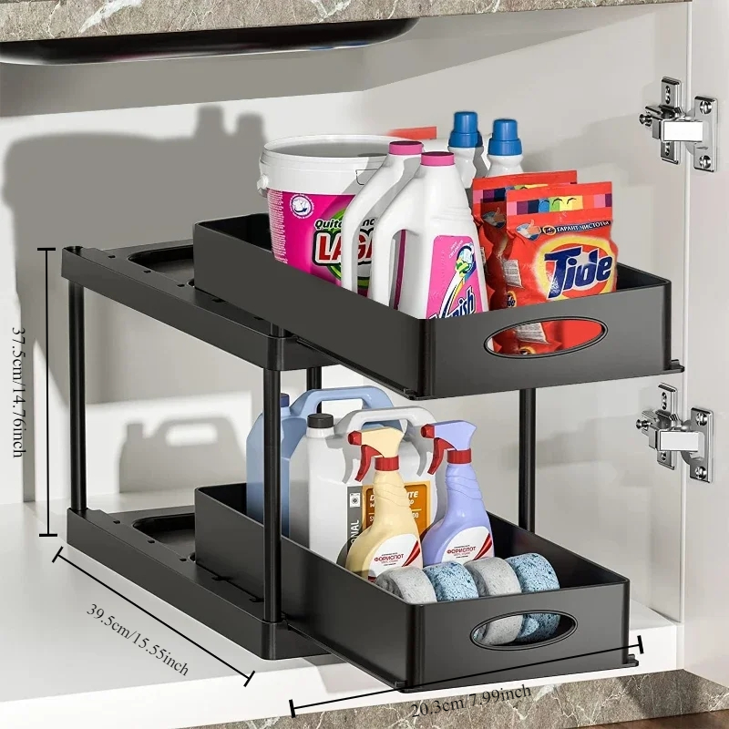 Under Sink Bathroom Organizer Drawer Pull Out 2 Tier Multipurpose Rack Cabinet Kitchen Countertop Home Storage Organizer: plum