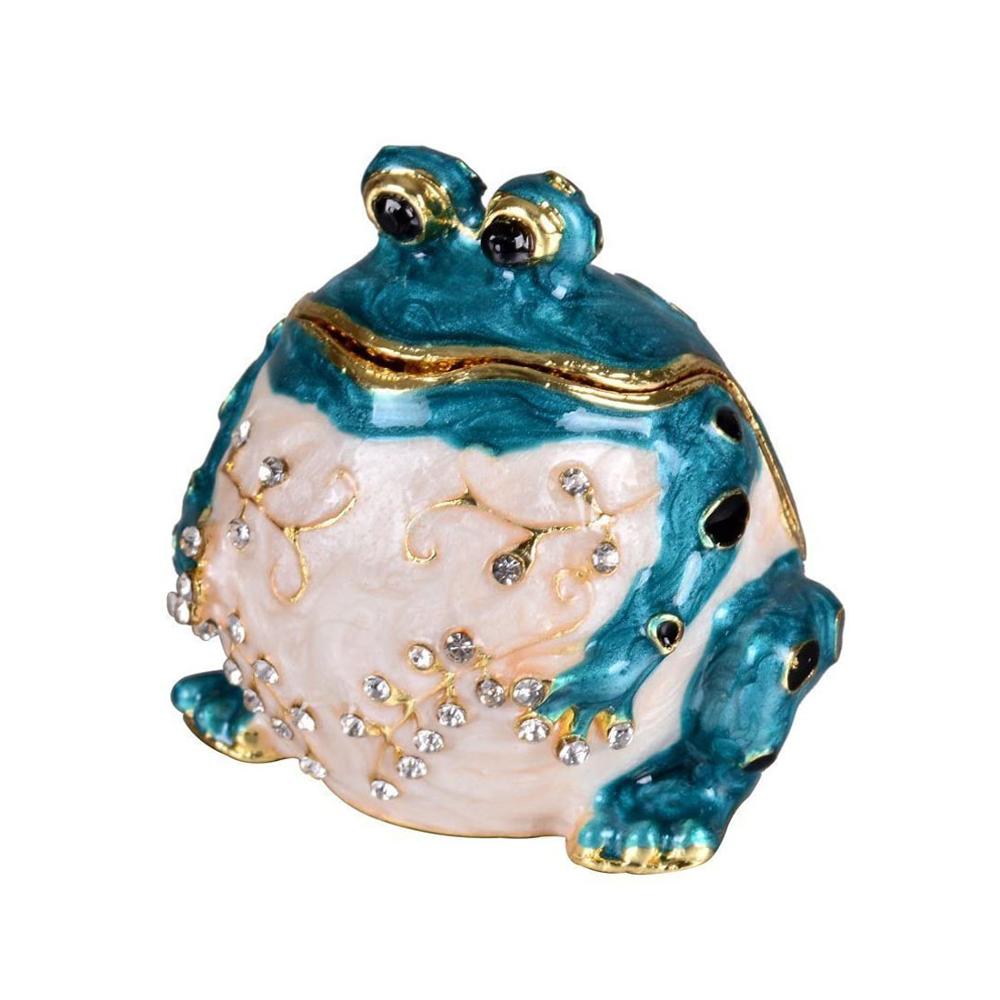 Frog Figurines Trinket Box Earrings and Necklace Hand-Pinted Jewelry Storage Box: Default Title