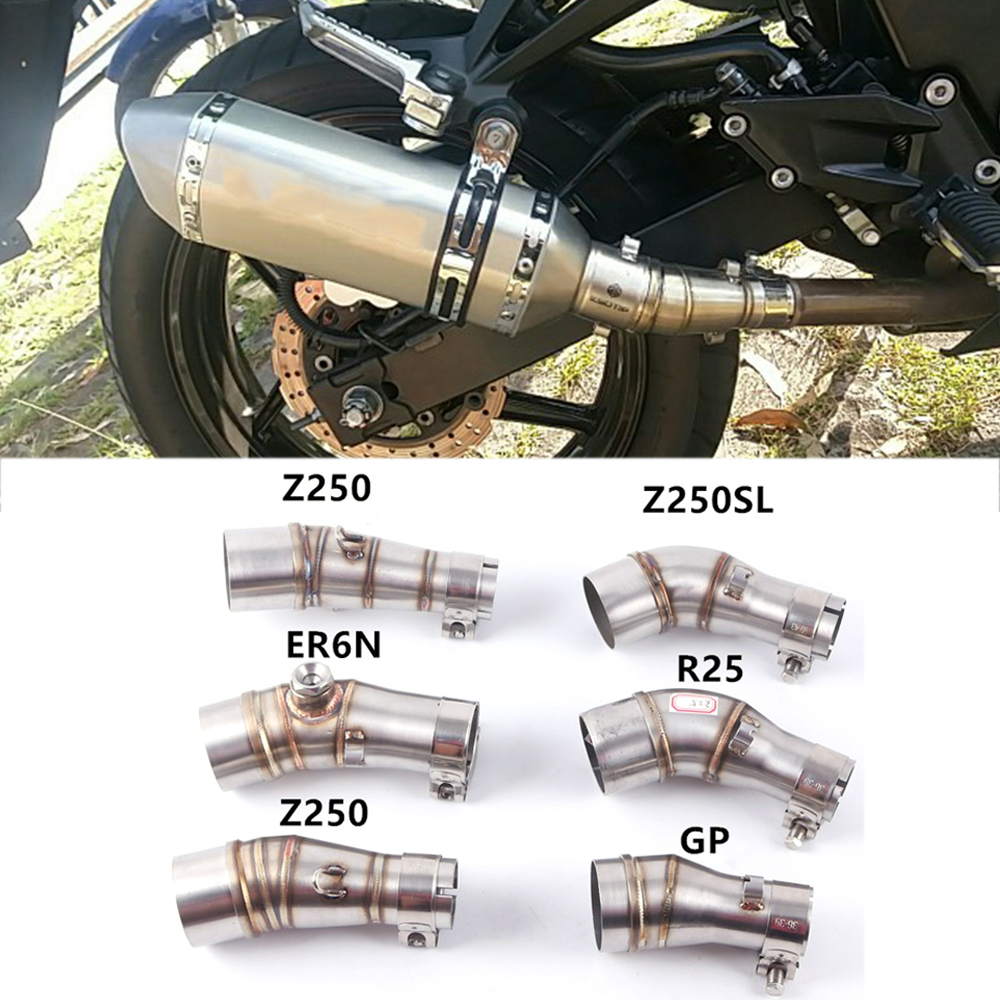 Motorfiets Adapter Uitlaat Midden Pijp Voor Kawasaki Ninja 250 250r Z250 Z300 Er6n R25 R3 Gp Uitlaatdemper Link Buis Midden Sectie