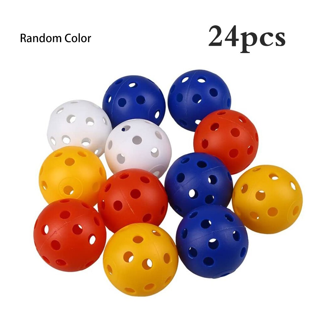 24 stk golfbold små skumkugler tilbehørskugler farverige plast luftstrøm hule golfkugler velegnet til indendørs eller udendørs brug: Farverig