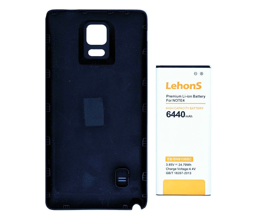 LehonS 6440mAh / 24.79W EB-BN910BBE Replacement Phone Extended Battery + Black Cover Case For Samsung Galaxy Note 4 N9100