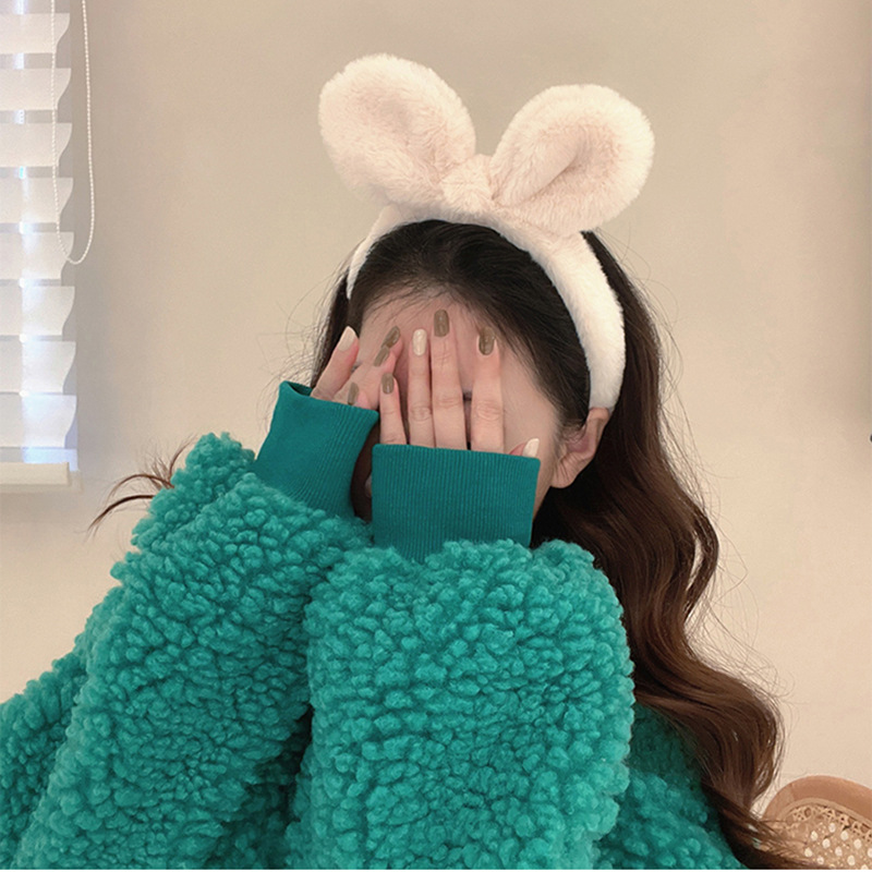 Diadema con Orejas de conejo de dibujos animados para mujer y niña, diadema con Orejas de oso y conejito, banda para el pelo para Cosplay, aro para el pelo de felpa a la , accesorios para el cabello