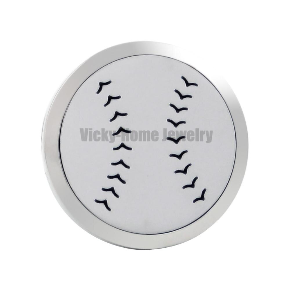 Baseball (38mm)Magnet Car Diffuser 316 Stainless Steel Car Aroma Locket Free Pads Essential Oil Car Diffuser Lockets: 38mm