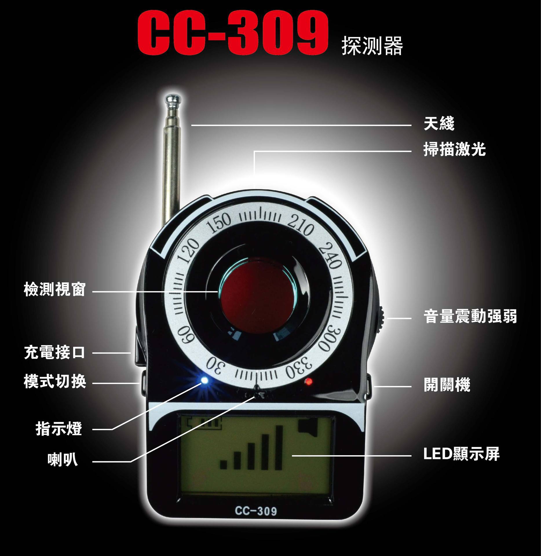 Cc309 detectoren anti-openbare anti-afluisterapparatuur draadloze gps signaaldetector draadloze miniatuurcameradetector
