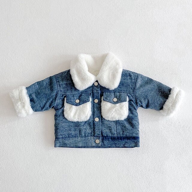 Casaco de bebê inverno engrossado colete da criança roupas do bebê primavera outono 2021 bebê menina menino denim jaqueta mangas compridas cardigan: 25006 Coat / 3T-100