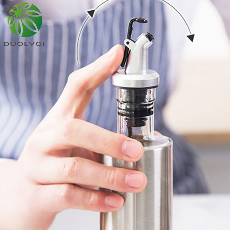 Botella de vidrio para cocina, recipiente de acero inoxidable para aceite, vinagre, vinagrera, almacenamiento, dispensador de salsa de soja, herramientas de cocina