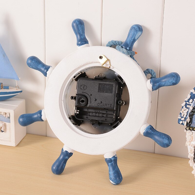 Wall Clock Casual Home decoration Mediterranean Sea Sailing Clock Needle Single Face Ship's Anchor Helmsman Household Supplies