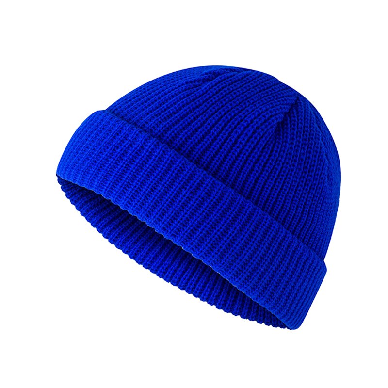 Beanie della Protezione Del Cappello del Roll up Warm Pescatore di Lavoro A Maglia di Colore Solido per le Donne Degli Uomini di Inverno HB88: Blu