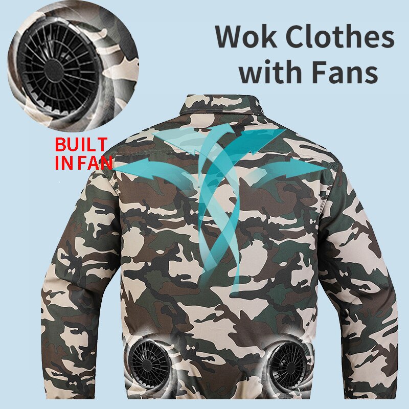 12V USB Cooling Work Clothes Air Conditioning Jacket with 2 Fans UV Resistant Cooling AC Fan for Summer High Temp Outdoor Work